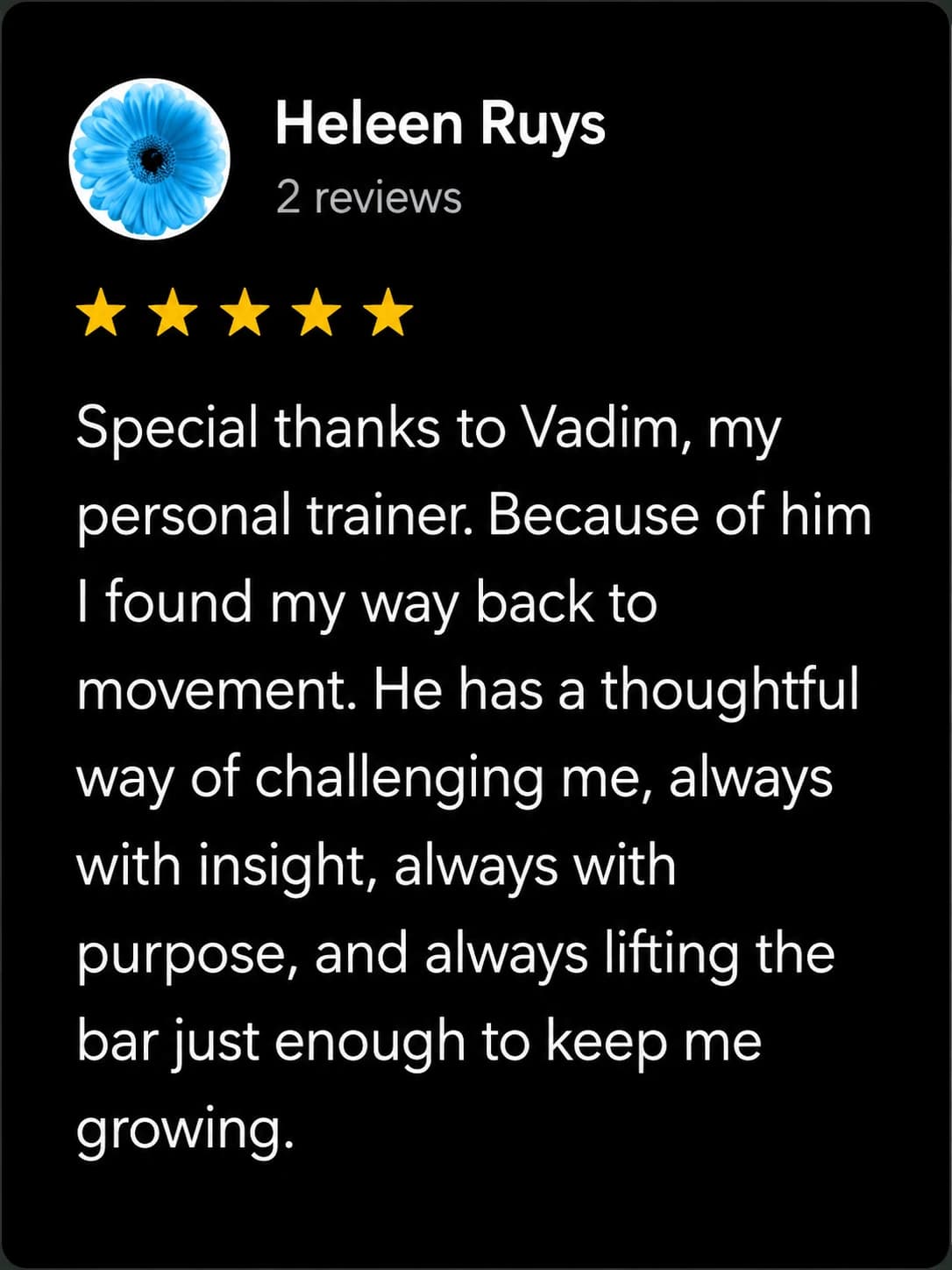 Client feedback from previous coaching by Heleen Ruys