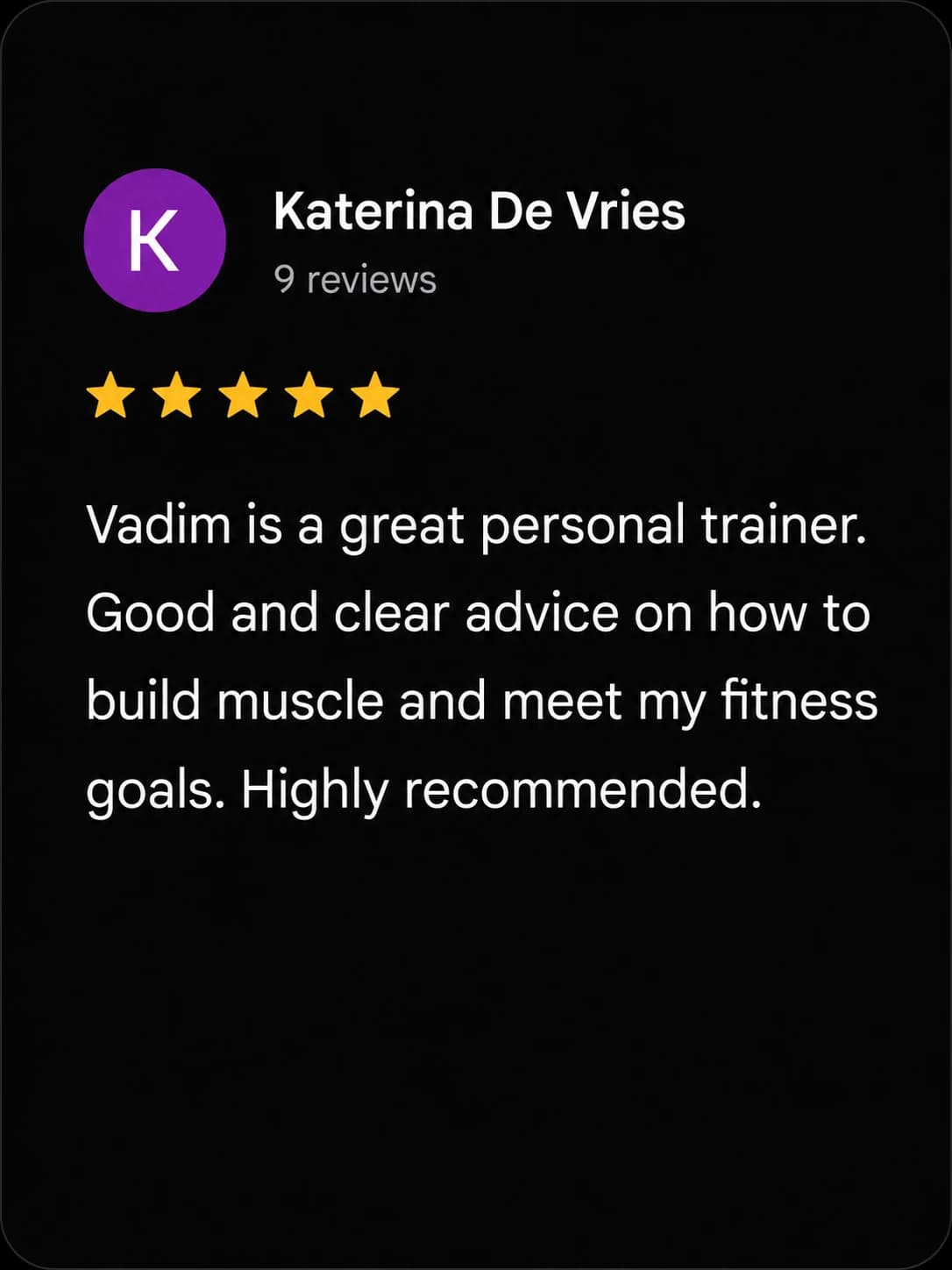 Client feedback from previous coaching by Katerina de Vries